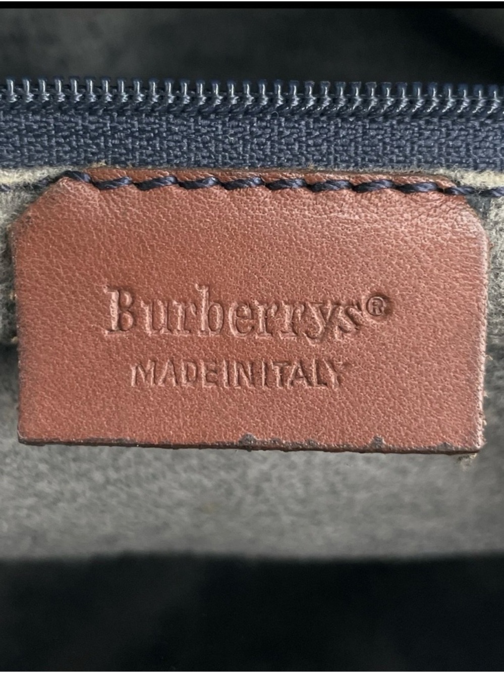 Burberry Navy and Brown Leather Trim Messenger Bag - Picture 10 of 10